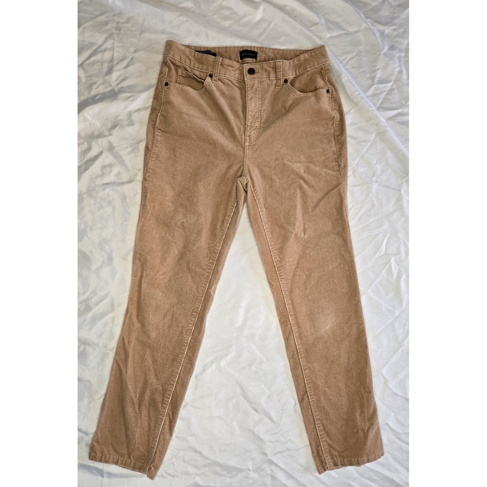 Talbots High Waist Straight Leg Corduroy Pants Women's 4P Gray Stretch